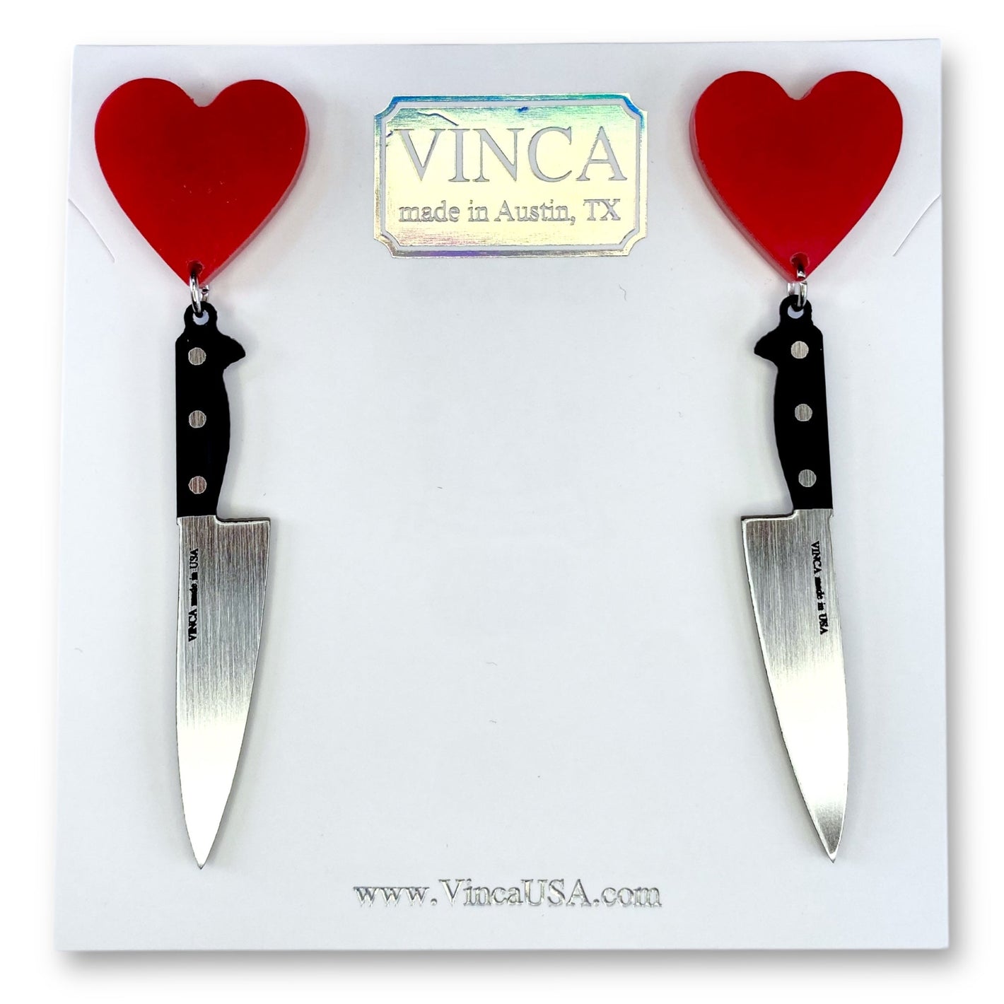 I Heart Knives Earrings - Chef's Knife Earrings in SASSY