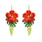 Red Tropical Flower Earrings by Laliblue