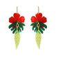 Red Tropical Flower Earrings by Laliblue