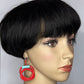Loopy Earrings in Red and Aqua