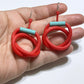 Loopy Earrings in Red and Aqua