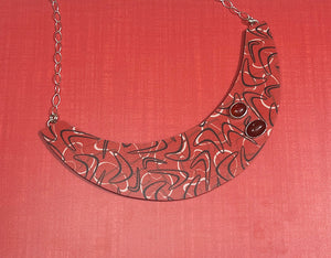 Red Atomic Boomerang Bib Necklace