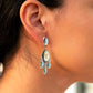 Regal Blue Abalone Mixed Stone Golden Statement Drop Earrings