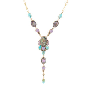 Regalia Blue Abalone Golden Y Necklace