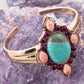 Regalia Blue Turquoise Purple and Orange Coral Golden Cuff Bracelet