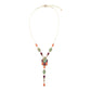 Regalia Blue Turquoise Purple and Orange Coral Golden Y Necklace