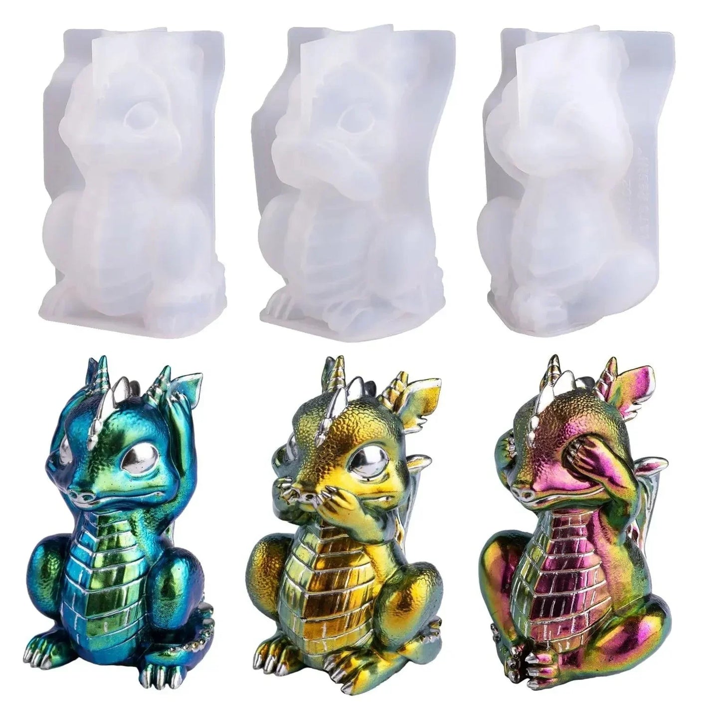 Let's Resin Silicone Mold - 3 Baby Gothic Dragons