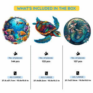 3-Pack Sea Life - Wooden Jigsaw Puzzle Gift Set