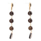 Sepia Sea Blue Abalone Post Golden Drop Earrings