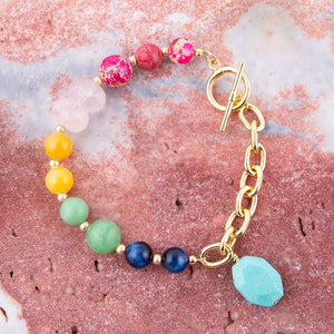 Serape Multi-Color Golden Toggle Bracelet