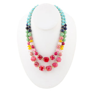 Colorful Serape Multi Stone Statement Necklace