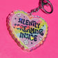 Silently Screaming Inside Holographic Heart Holographic Keychain