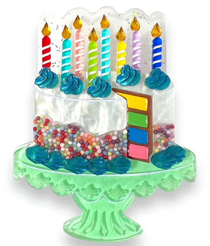 "Slice, Slice Baby" Birthday Cake Brooch by Lipstick & Chrome x Club Eggie