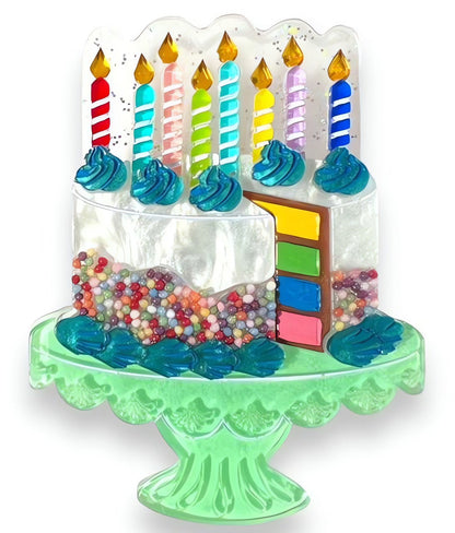 "Slice, Slice Baby" Birthday Cake Brooch by Lipstick & Chrome x Club Eggie