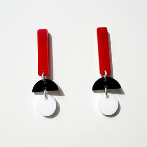 Small Geometric Color Block Stick Earrings