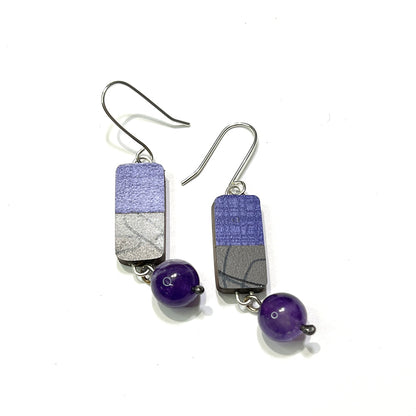 Retro Space Pad Earrings in Purple and Gray