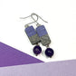Retro Space Pad Earrings in Purple and Gray