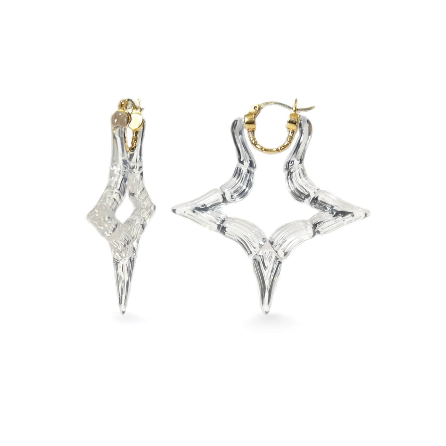 Star Bamboo Lucite Hoop Earrings