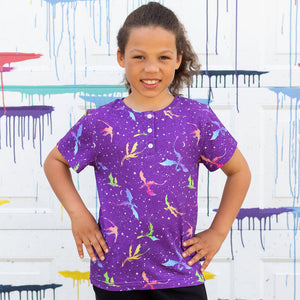 "Star Fire" Stellar Dragons Henley Short Sleeve Tee