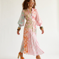 Vibrant Printed Pleated Maxi Dress