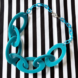 Teal Blue Chunky Chain Necklace