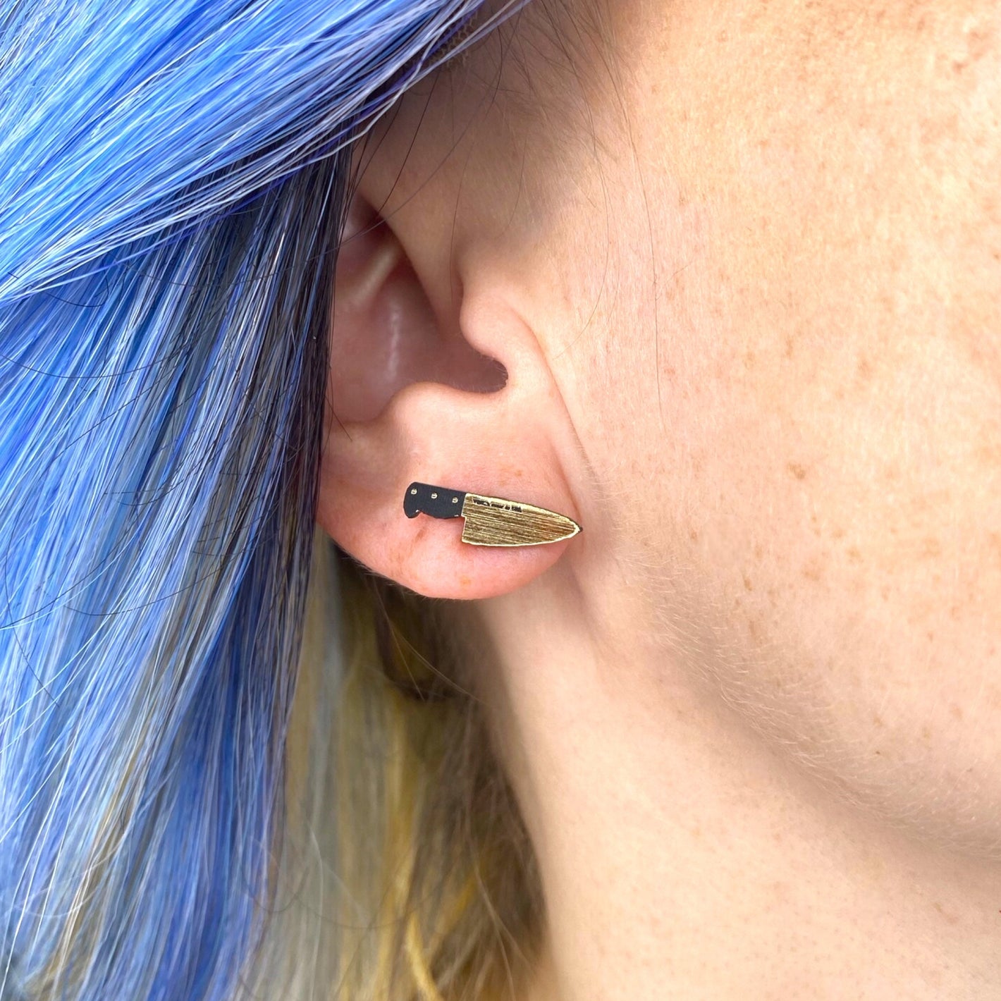 Teeny Tiny 1/2" Chef's Knife Earrings in Gold