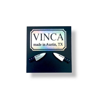 Teeny Tiny 1/2" Chef's Knife Earrings in Silver