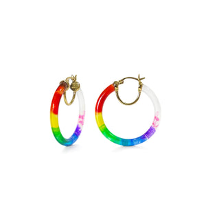 PRIDE Rainbow Tie Dye Lucite Thin Hoops