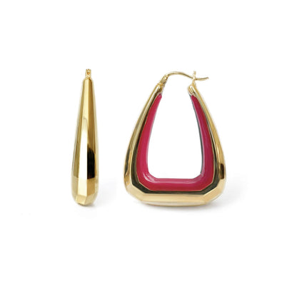Triangle Gem Cut Hoop Earrings