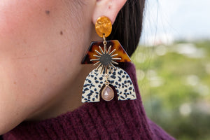 Fiona Glam Mixed Media Earrings Tiger Eye