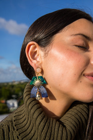 Fatima Statement Glam Mixed Media Earrings Dalmatian Jasper