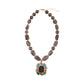 Tribecca Blue Abalone and Black Smoky Quartz Golden Statement Necklace