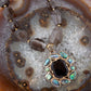 Tribecca Blue Abalone and Black Smoky Quartz Golden Statement Necklace