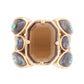 Tribecca Smoky Brown Quartz and Abalone Statement Golden Ring