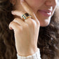 Tribecca Smoky Brown Quartz and Abalone Statement Golden Ring