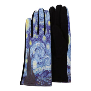 van Gogh Starry Night Womens Touch Screen Gloves - One Size Fits All