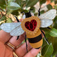 Victorian Age Inspired Insect Jewels Statement Acrylic Brooch - Bee with Diamond Heart by Makokot Design