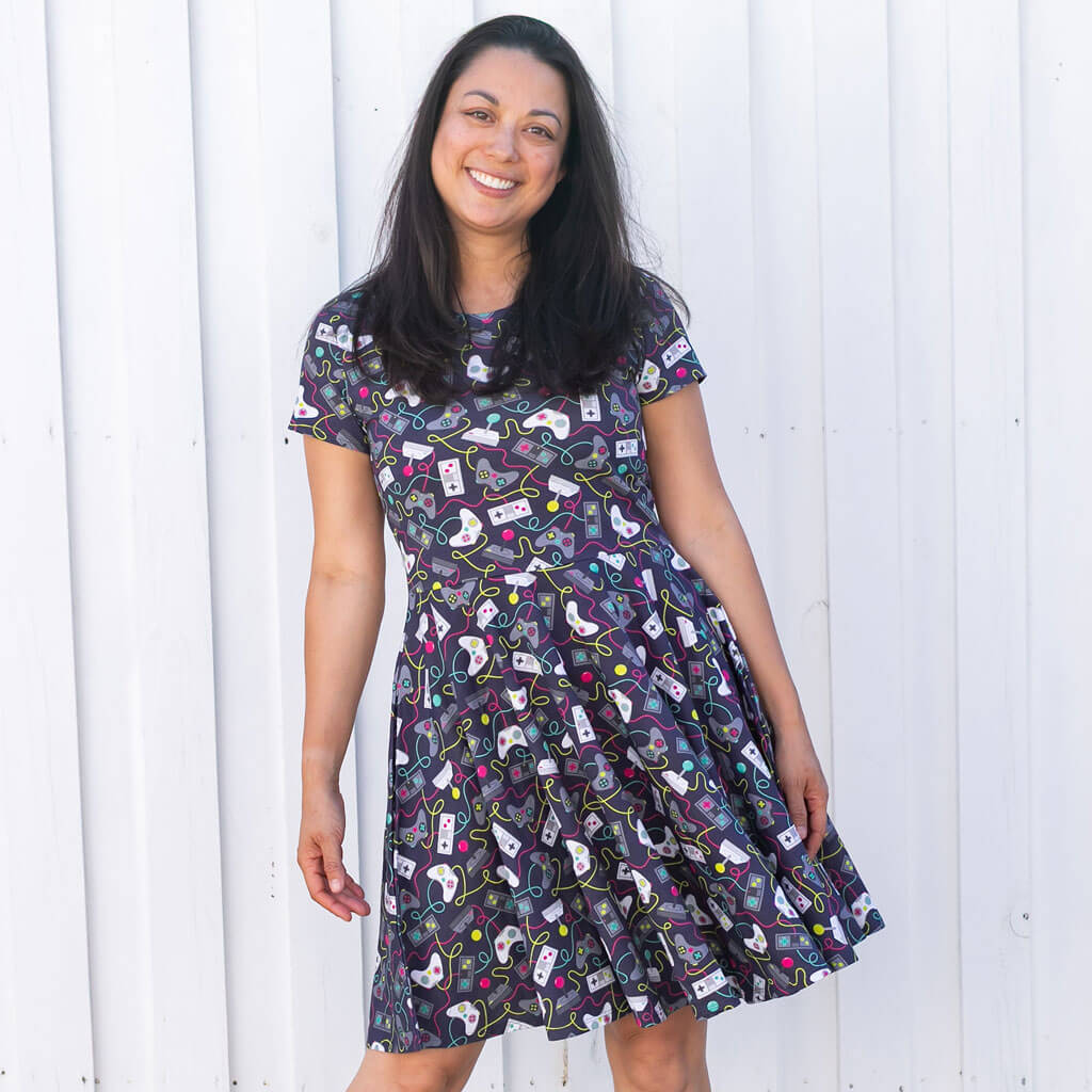 Adult Video Game Controllers Super Twirler Dress with Pockets