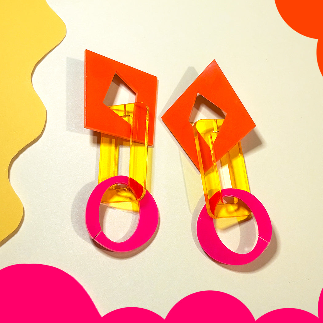 Abstract Link Earrings - Vibrant