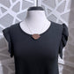 Mid-Century Modern Geometric Walnut Pendant Necklace