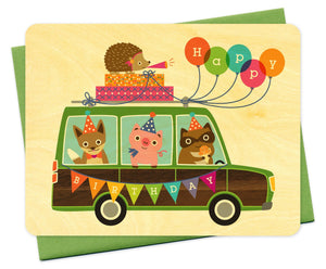 Party Wagon Wood Birthday Card