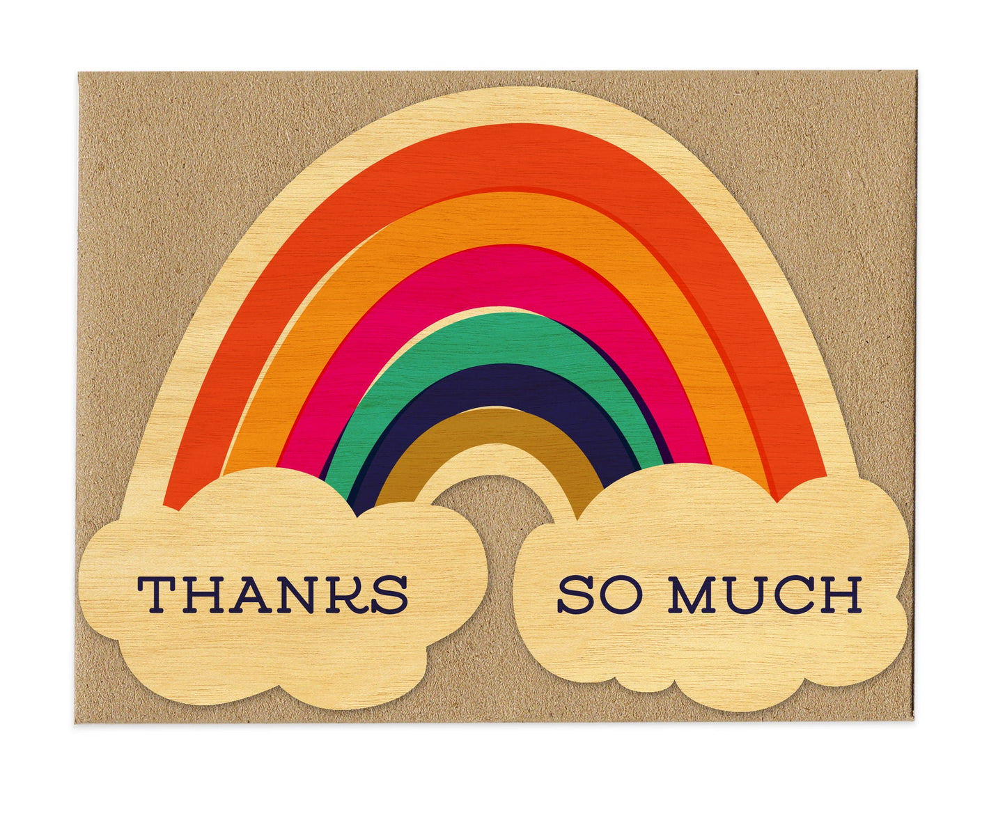Thanks Rainbow Wood Thank You Card