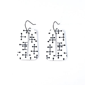 Eames Inspired White and Black Pin Dots Earrings