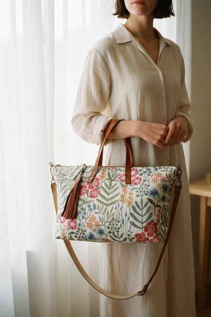 Wildflower Buddy Bag – Handmade Embroidered Floral Carryall | Atenti