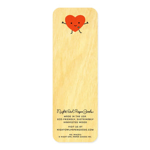 Happy Hearts Book Buddies Wood Mini Bookmark + Pin Gift Set