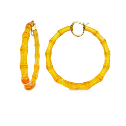 XL Honey Lucite Bamboo Hoop Earrings