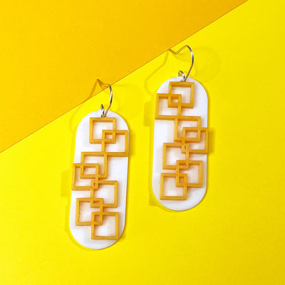 MidMod Tangerine Grid Earrings