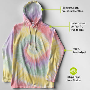 Zen Rainbow Hand-Dyed Long Sleeve Hoodie