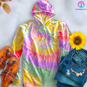 Zen Rainbow Hand-Dyed Long Sleeve Hoodie