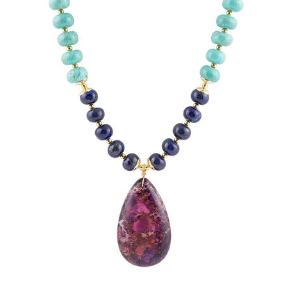 Zion Multi-Color Purple Pendant Necklace